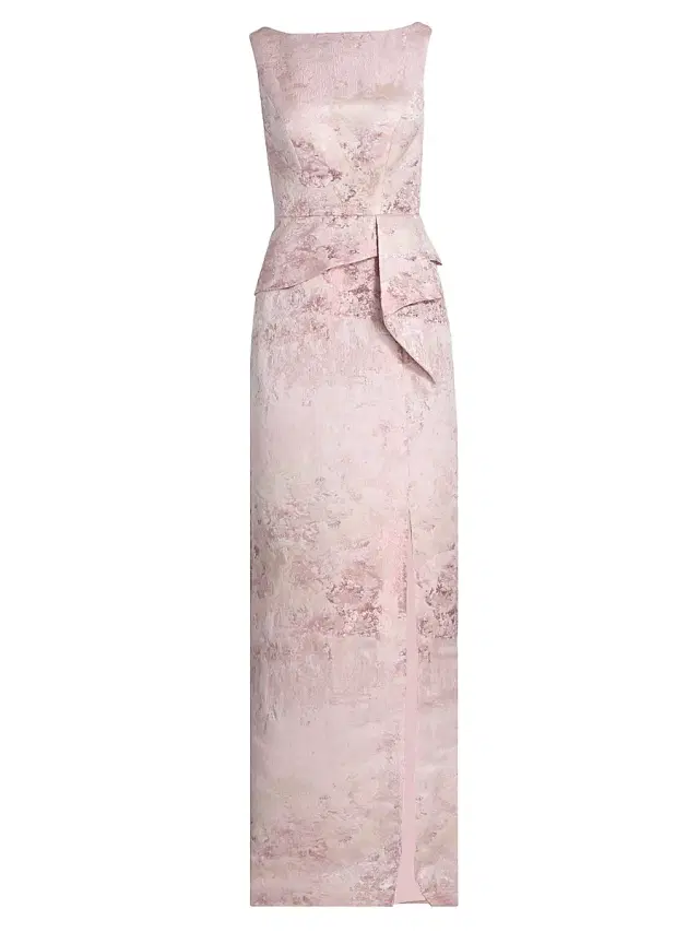 Kay Unger Women's Luciana Metallic Monet Jacquard Column Gown - Bloom
