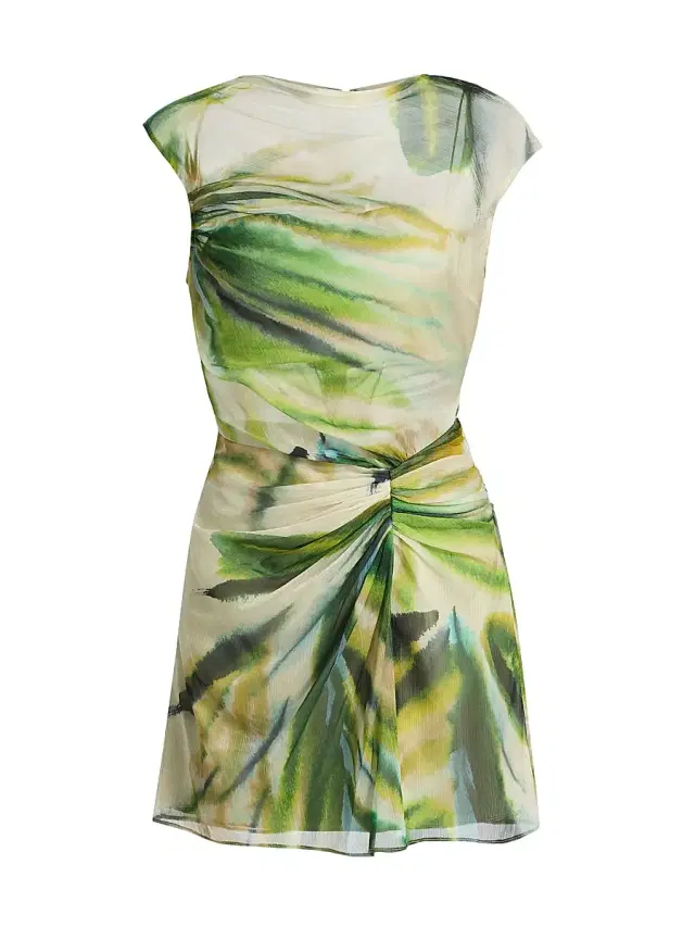 AMUR Women's Zuma Printed Sheer Minidress - Verdant Palm