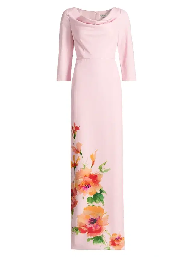 Kay Unger Women's Magnolia Floral Cowlneck Column Gown - Bloom Multi
