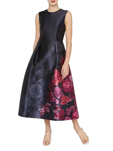 Kay Unger Women's Landon Floral Mikado Fit & Flare Midi-Dress - Twilight Multi | Thumbnail 2