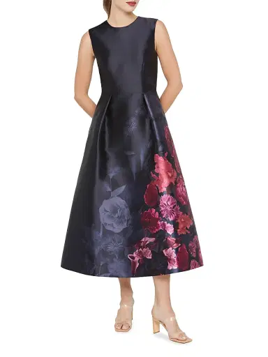 Kay Unger Women's Landon Floral Mikado Fit & Flare Midi-Dress - Twilight Multi | Thumbnail 3