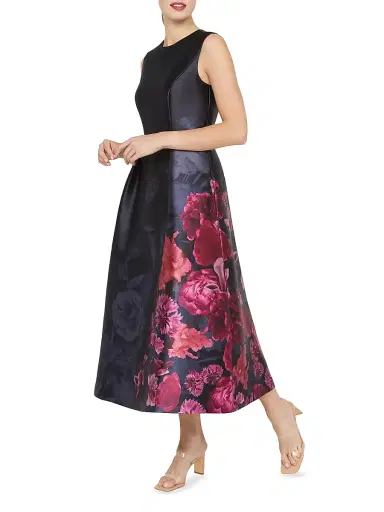 Kay Unger Women's Landon Floral Mikado Fit & Flare Midi-Dress - Twilight Multi | Thumbnail 5