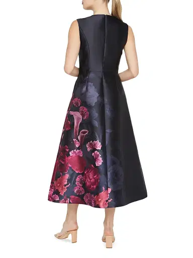 Kay Unger Women's Landon Floral Mikado Fit & Flare Midi-Dress - Twilight Multi | Thumbnail 6