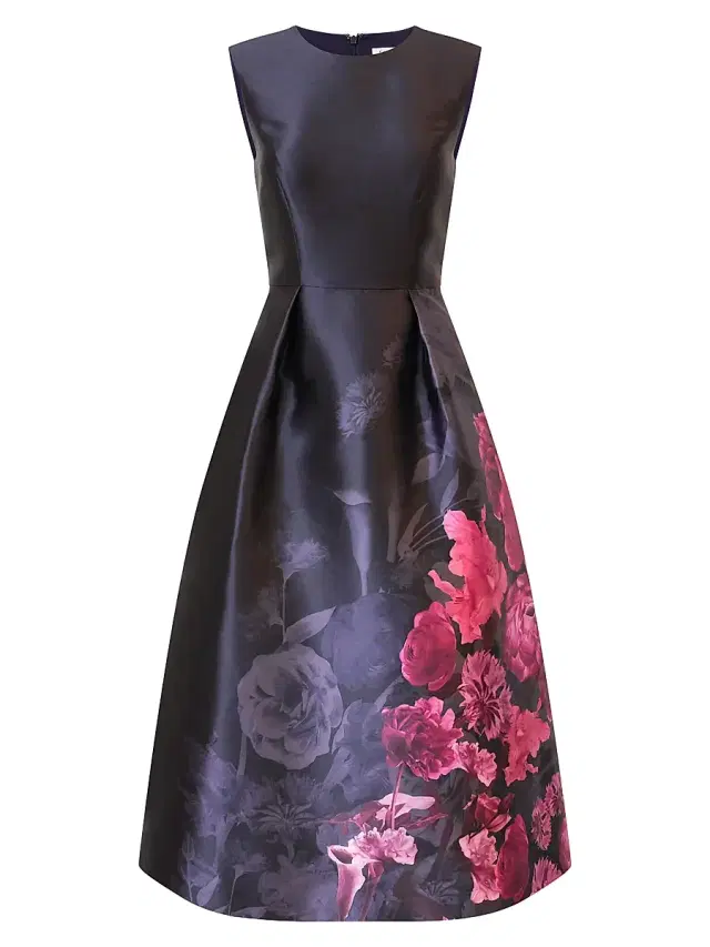 Kay Unger Women's Landon Floral Mikado Fit & Flare Midi-Dress - Twilight Multi