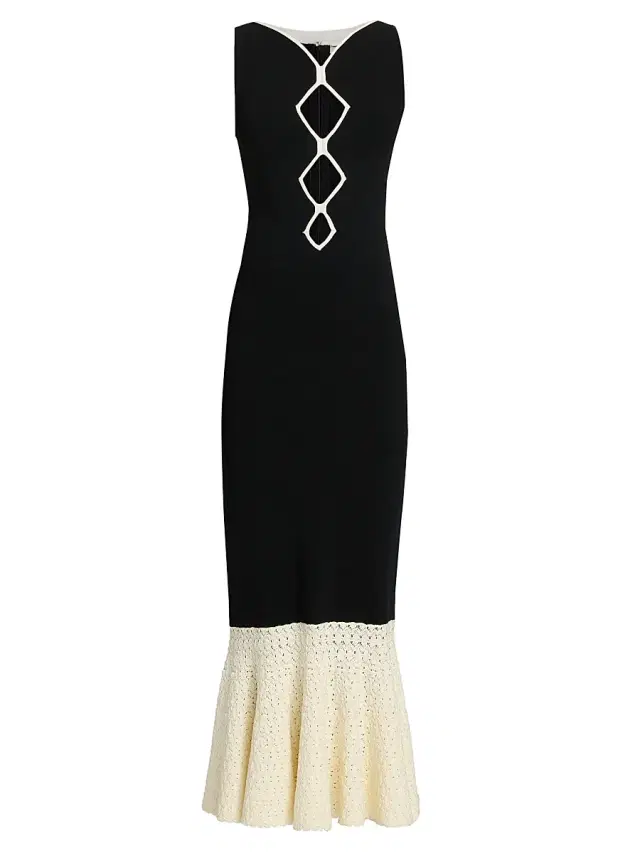 Et Ochs Women's Maude Pointelle-Knit Cut-Out Midi-Dress - Black