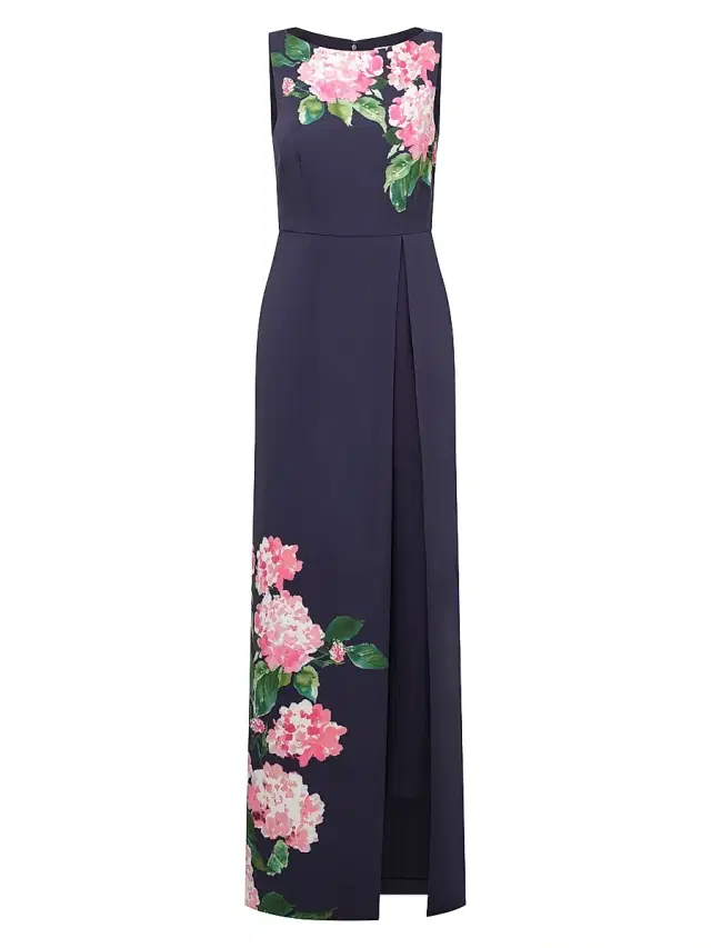 Kay Unger Women's Elani Hydrangea Walk-Thru Jumpsuit - Midnight Berry