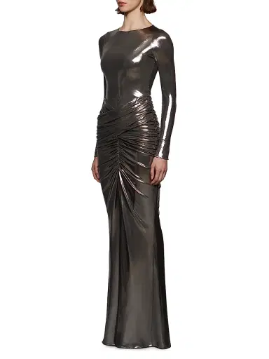 Et Ochs Women's Stella Metallic Ruched Waist Gown - Gunmetal | Thumbnail 3 Et Ochs Women's Stella Metallic Ruched Waist Gown - Gunmetal | Thumbnail 3