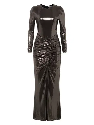 Et Ochs Women's Stella Metallic Ruched Waist Gown - Gunmetal | Thumbnail 1 Et Ochs Women's Stella Metallic Ruched Waist Gown - Gunmetal | Thumbnail 1