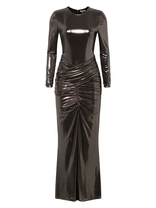 Et Ochs Women's Stella Metallic Ruched Waist Gown - Gunmetal