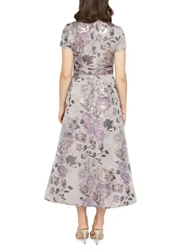 Kay Unger Women's Robin Floral Jacquard Tea-Length Shirtdress - Heather | Thumbnail 4