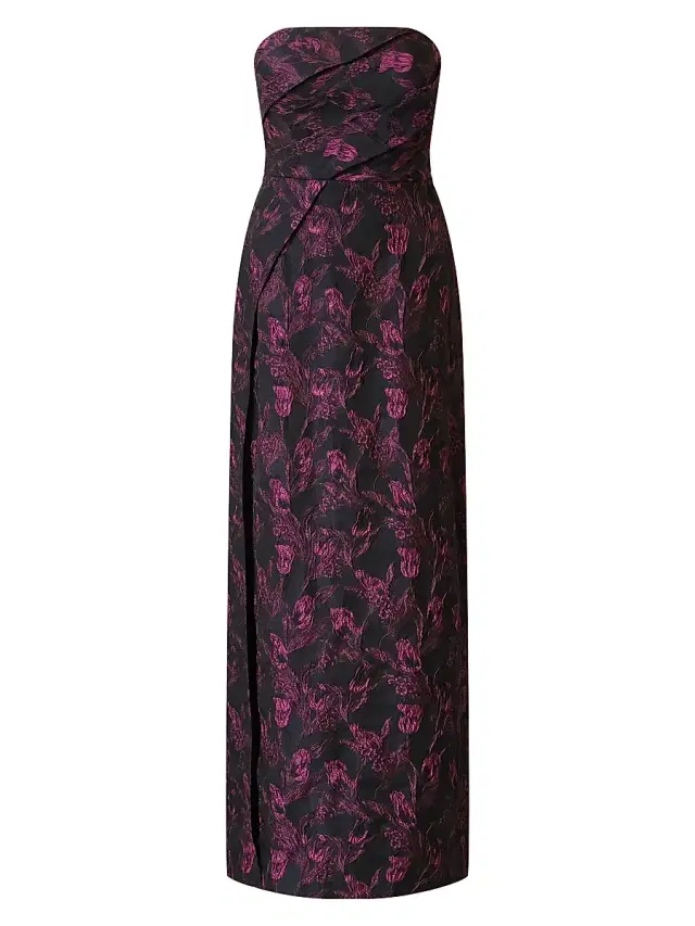 Kay Unger Women's Clara Floral Jacquard Strapless Gown - Twilight