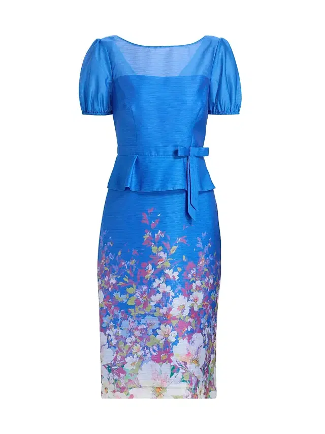 Kay Unger Women's Annabelle Floral Organza Cocktail Dress - Azure Multi