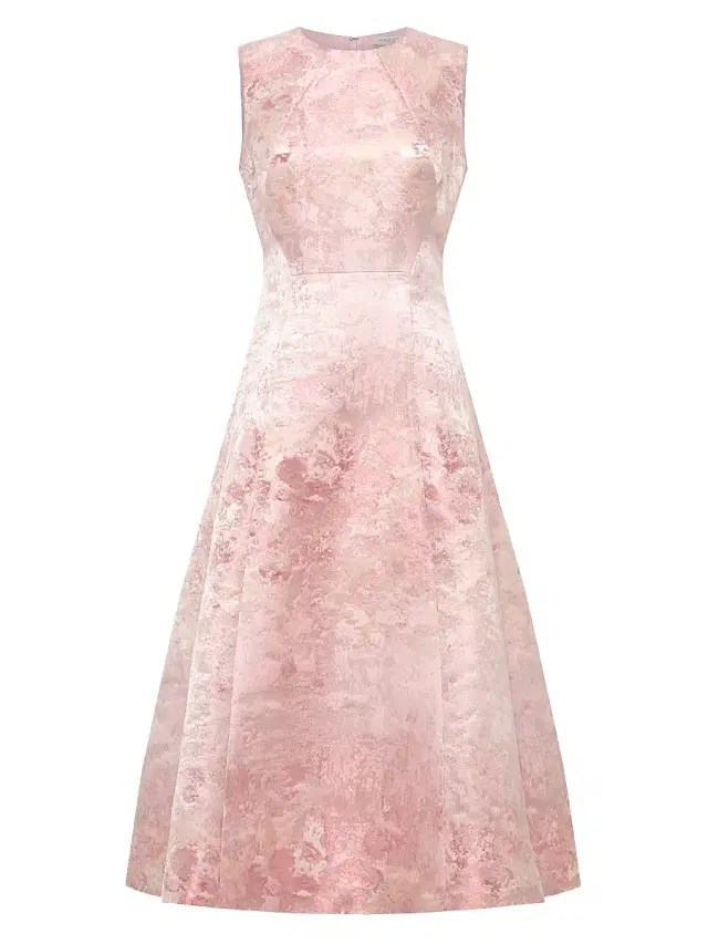 Kay Unger Women's Philippa Metallic Jacquard Tea-Length Dress - Bloom