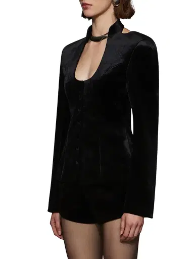 Et Ochs Women's Vaud Tailored Velvet Jacket - Black | Thumbnail 3