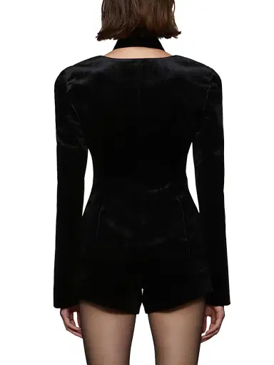Et Ochs Women's Vaud Tailored Velvet Jacket - Black | Thumbnail 5
