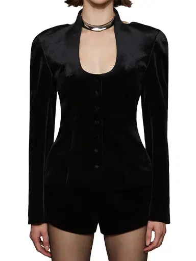 Et Ochs Women's Vaud Tailored Velvet Jacket - Black | Thumbnail 7