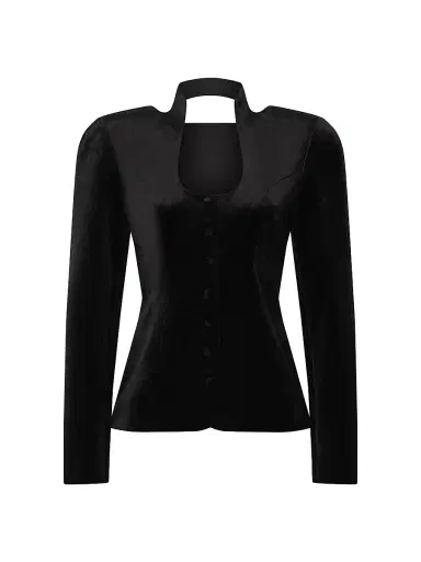 Et Ochs Women's Vaud Tailored Velvet Jacket - Black | Thumbnail 1