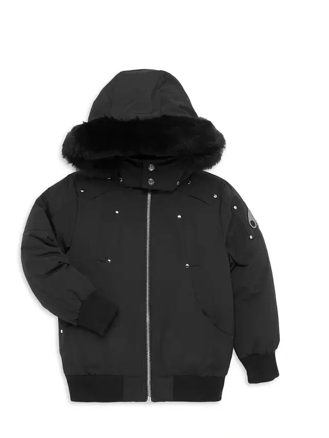 Moose Knuckles Little Kid's & Kid's Shearling-Trim Down Bomber Jacket - Black