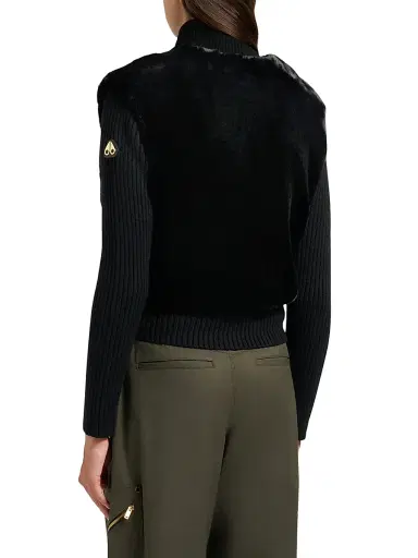 Moose Knuckles Women's Dua Bunny Faux Fur & Wool Sweater - Black - Size Large | Thumbnail 4