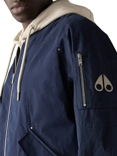 Moose Knuckles Men's Skylark Cotton Canvas Bomber Jacket - Navy Alabaster | Thumbnail 4