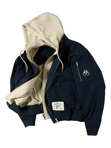 Moose Knuckles Men's Skylark Cotton Canvas Bomber Jacket - Navy Alabaster | Thumbnail 1