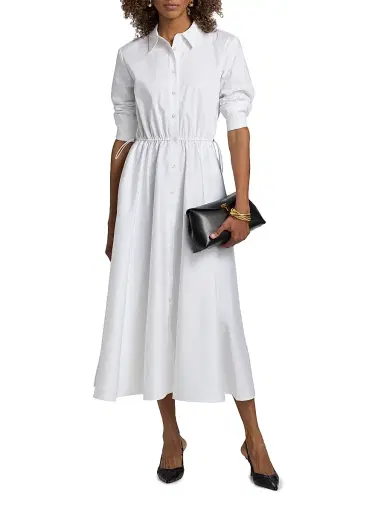 Toccin Women's Anika Poplin Drawstring Midi-Shirtdress - Optic | Thumbnail 3