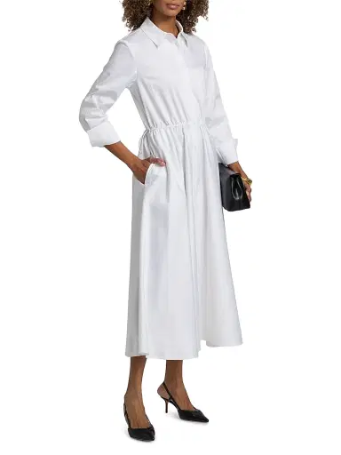 Toccin Women's Anika Poplin Drawstring Midi-Shirtdress - Optic | Thumbnail 4
