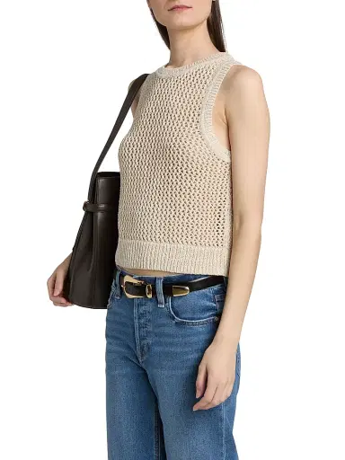 Toccin Women's Winnie Sequin Crochet Crewneck Tank - Pebble | Thumbnail 4