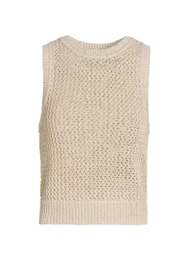 Toccin Women's Winnie Sequin Crochet Crewneck Tank - Pebble | Thumbnail 1