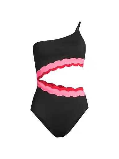 Beach Riot Women's Liora Asymmetric One-Piece Swimsuit - Electric Wave | Thumbnail 1