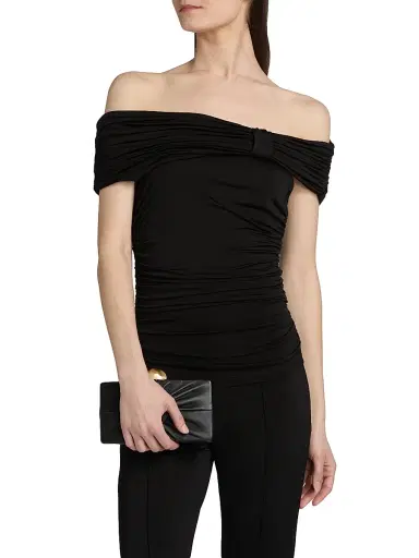 Toccin Women's Teagan Ruched Knit Off-The-Shoulder Top - Jet | Thumbnail 3