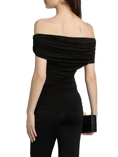 Toccin Women's Teagan Ruched Knit Off-The-Shoulder Top - Jet | Thumbnail 5