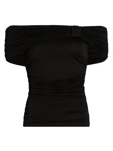 Toccin Women's Teagan Ruched Knit Off-The-Shoulder Top - Jet | Thumbnail 1