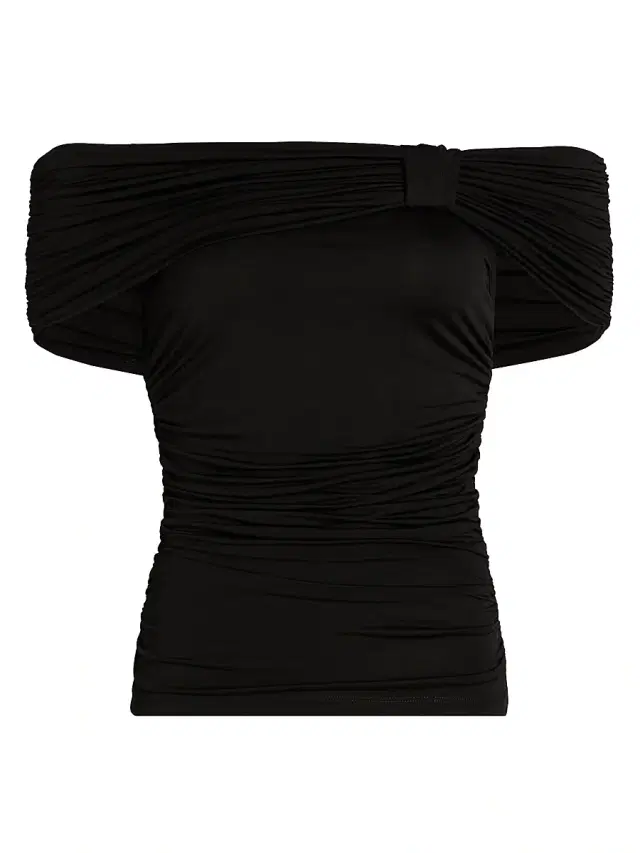 Toccin Women's Teagan Ruched Knit Off-The-Shoulder Top - Jet