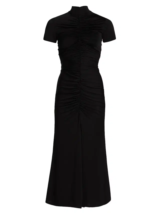Toccin Women's Gracelyn Ruched Knit Mock-Turtleneck Midi-Dress - Jet