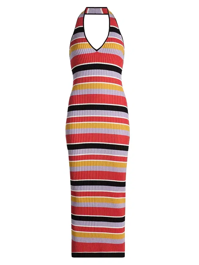 Toccin Women's Mikey Striped Rib-Knit Midi-Dress - Tuscan Stripe