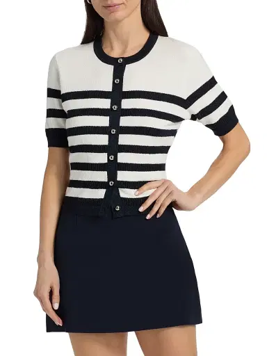 Toccin Women's Oakley Glitter-Striped Short-Sleeve Cardigan | Thumbnail 3 Toccin Women's Oakley Glitter-Striped Short-Sleeve Cardigan | Thumbnail 3