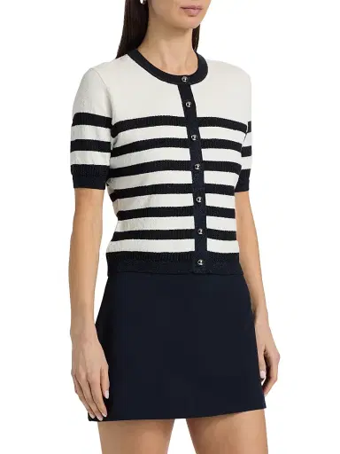 Toccin Women's Oakley Glitter-Striped Short-Sleeve Cardigan | Thumbnail 4 Toccin Women's Oakley Glitter-Striped Short-Sleeve Cardigan | Thumbnail 4