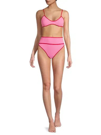 Beach Riot Women's Leona Colorblocked Bikini Top - Electric Pink | Thumbnail 2