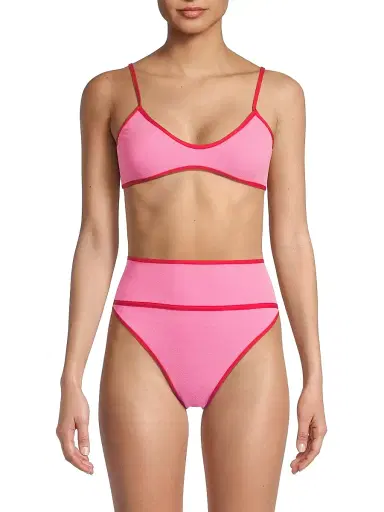 Beach Riot Women's Leona Colorblocked Bikini Top - Electric Pink | Thumbnail 3