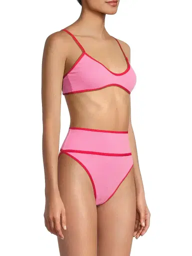 Beach Riot Women's Leona Colorblocked Bikini Top - Electric Pink | Thumbnail 4