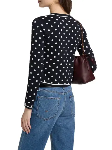 Toccin Women's Xandra Polka Dot Silk-Blend Crewneck Cardigan - Midnight Polka Dot - Size Small | Thumbnail 5