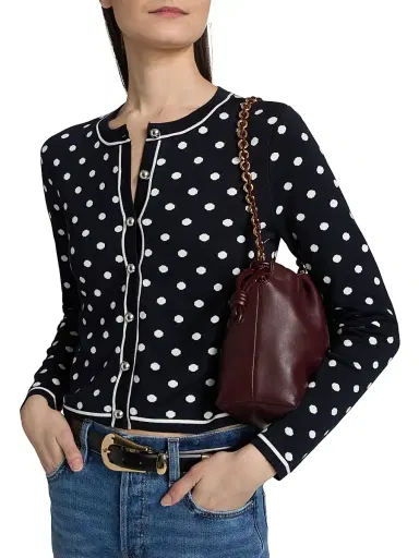 Toccin Women's Xandra Polka Dot Silk-Blend Crewneck Cardigan - Midnight Polka Dot - Size Small | Thumbnail 6
