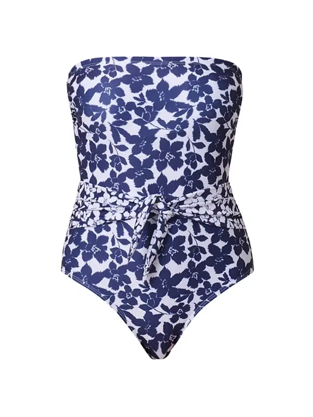 Shoshanna Women's Floral Tie-Waist One-Piece Swimsuit - Navy