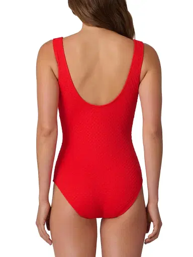 Shoshanna Women's Lace-Up One-Piece Swimsuit - Vermilion | Thumbnail 4