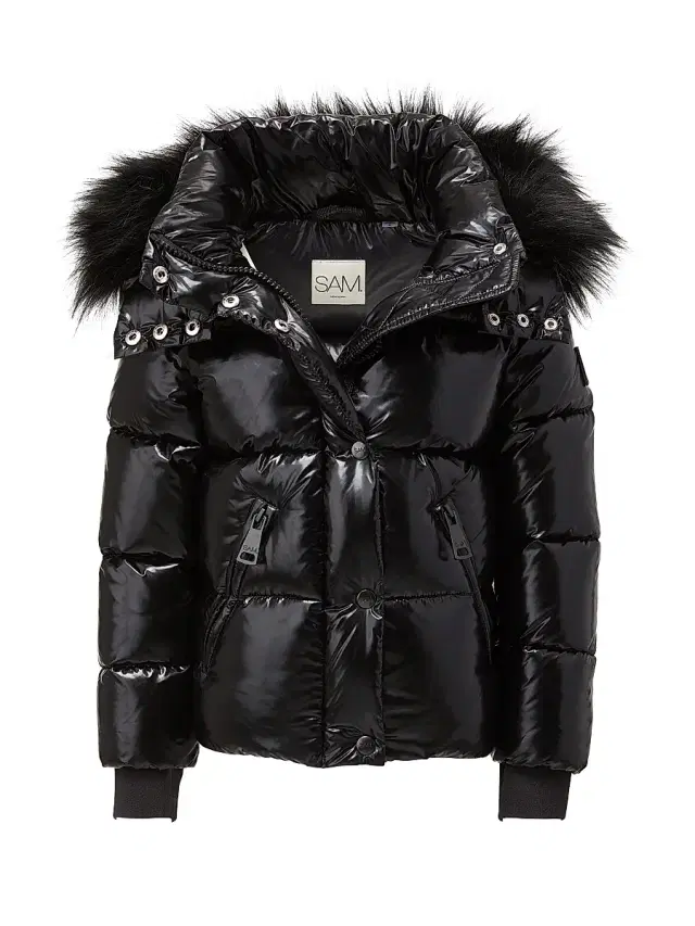 SAM. Little Girl's & Girl's Elsa Faux Fur-Trimmed Metallic Jacket - Black
