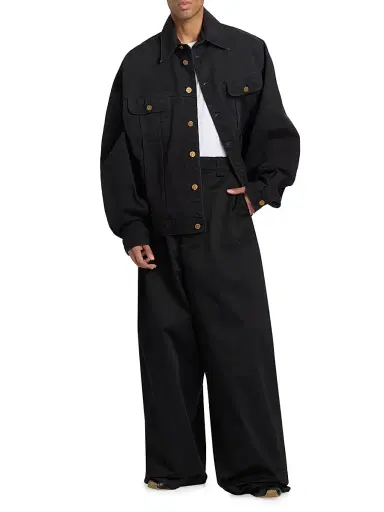 Willy Chavarria Men's Chachi Denim Trucker Jacket - Black - Size Medium | Thumbnail 2