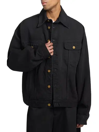 Willy Chavarria Men's Chachi Denim Trucker Jacket - Black - Size Medium | Thumbnail 3