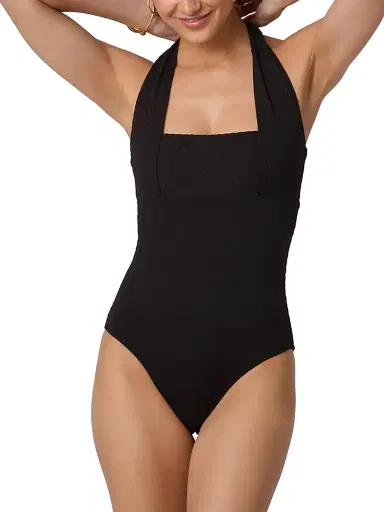 Shoshanna Women's Retro Halterneck One-Piece Swimsuit - Jet | Thumbnail 3 Shoshanna Women's Retro Halterneck One-Piece Swimsuit - Jet | Thumbnail 3