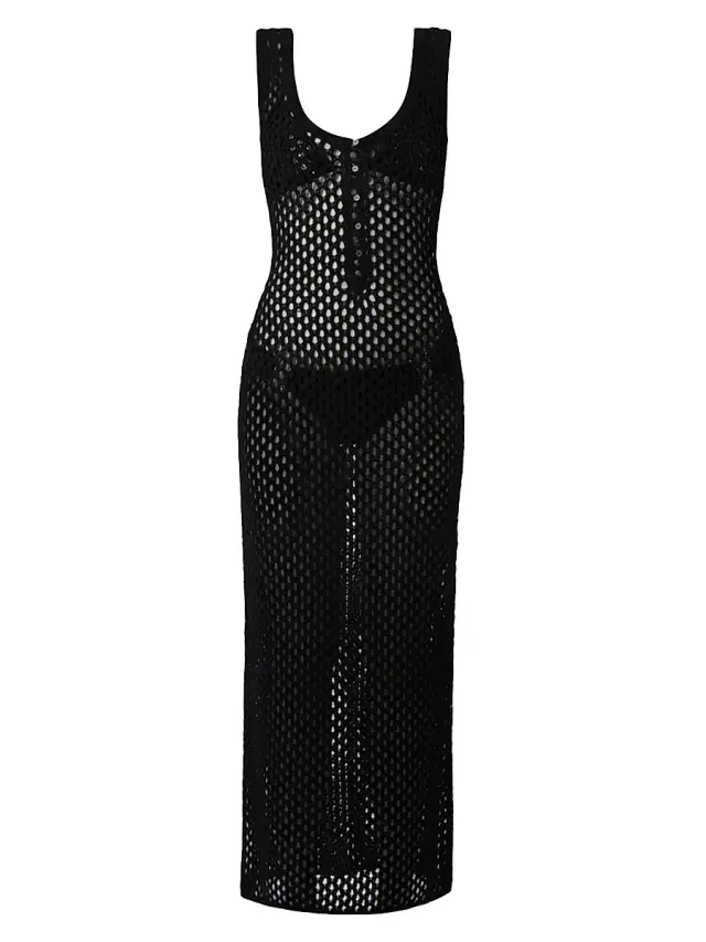 Shoshanna Women's Plage Crotchet A-Line Cover-Up Maxi Dress - Jet